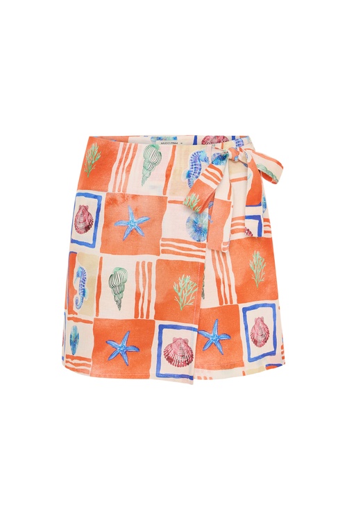  BASKILI KRUVAZE ŞORT ETEK