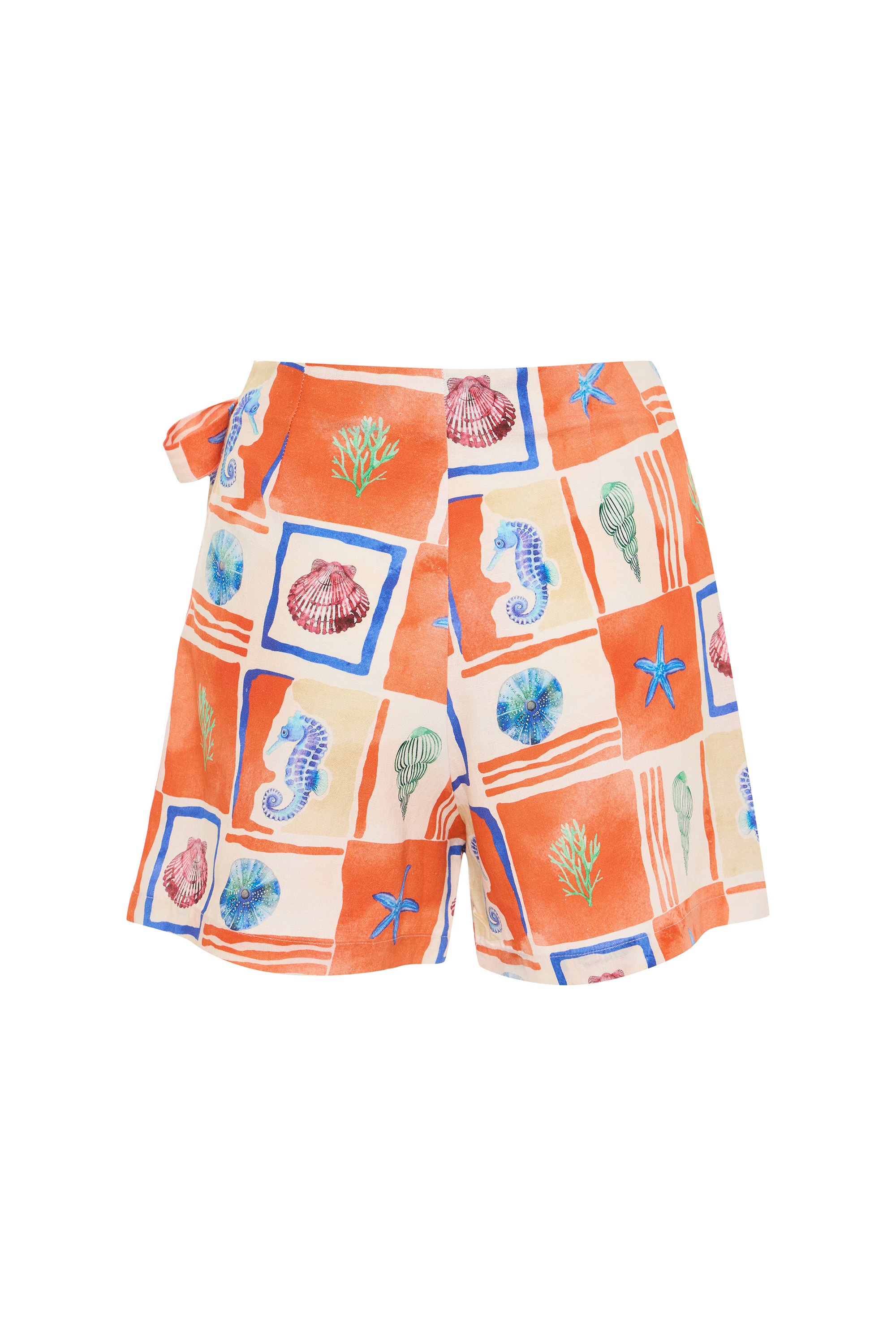 BASKILI KRUVAZE ŞORT ETEK