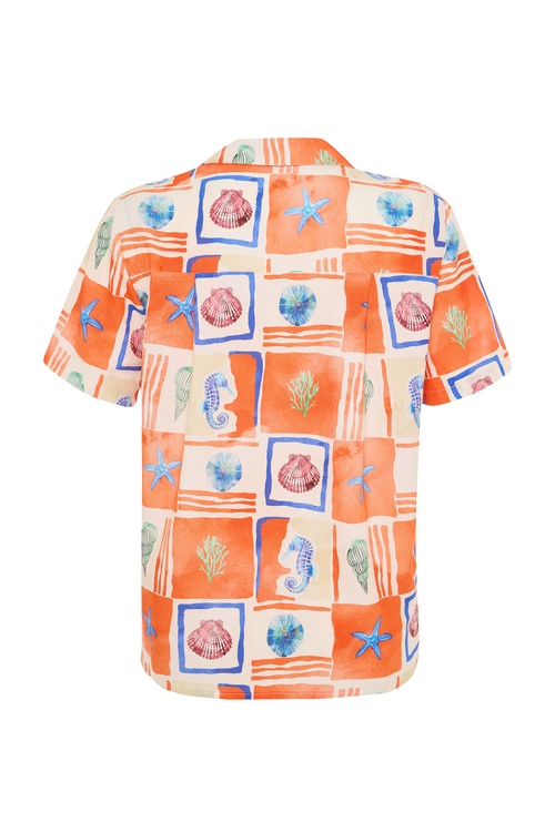 BASKILI RESORT YAKA KISA KOLLU GÖMLEK