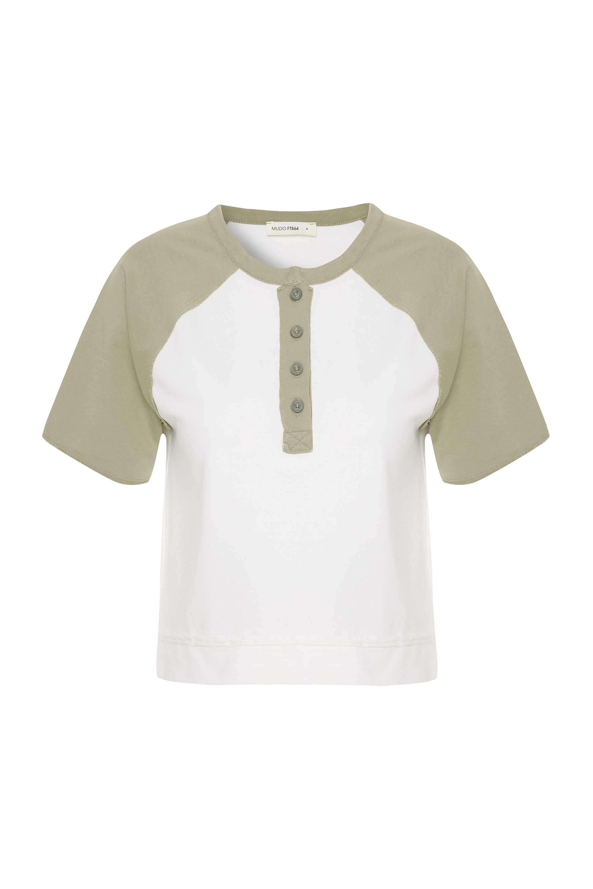 DÜĞMELİ V YAKA KISA KOLLU SWEATSHIRT