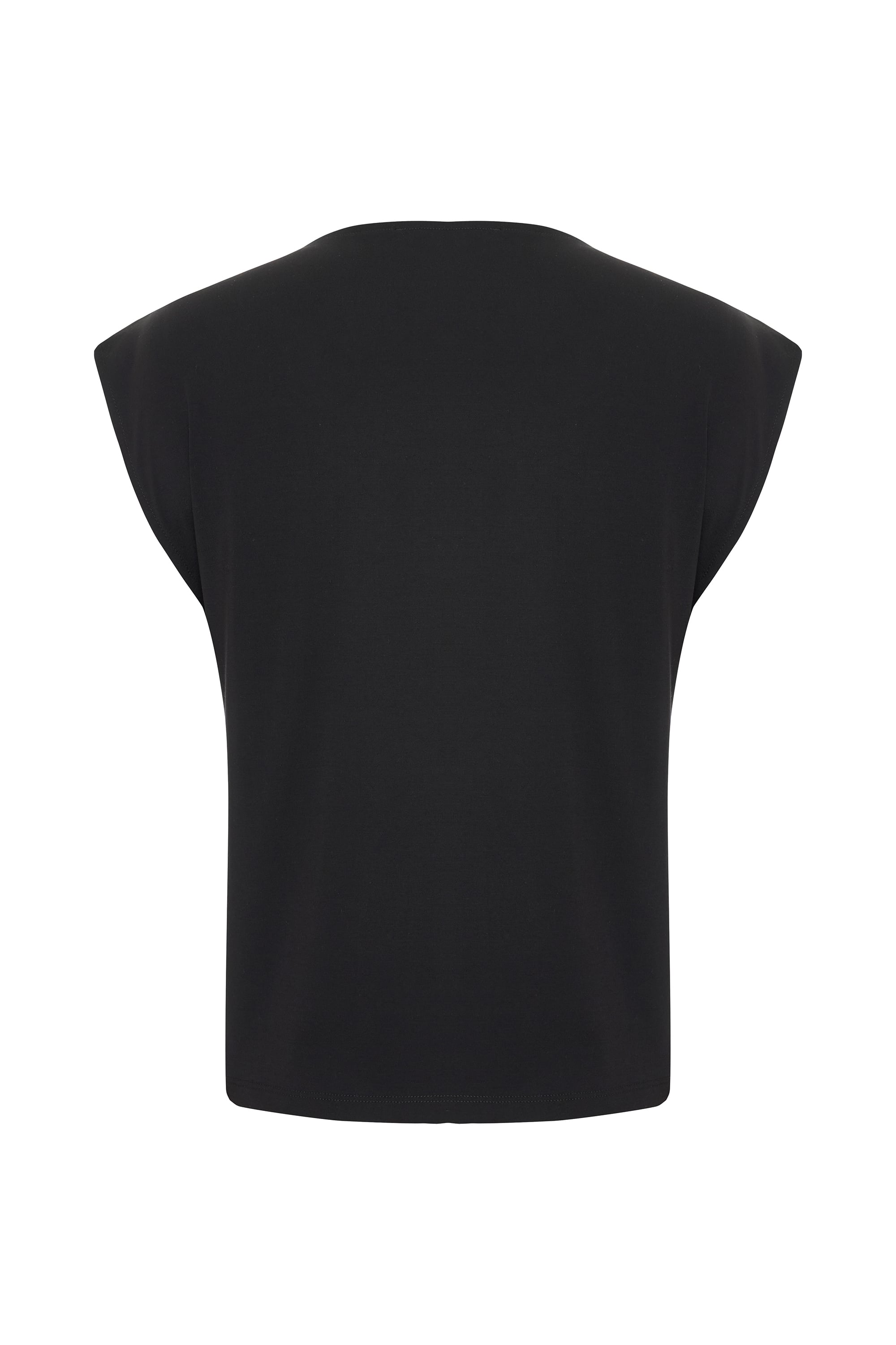 BÜZGÜLÜ V YAKA KOLSUZ BLUZ