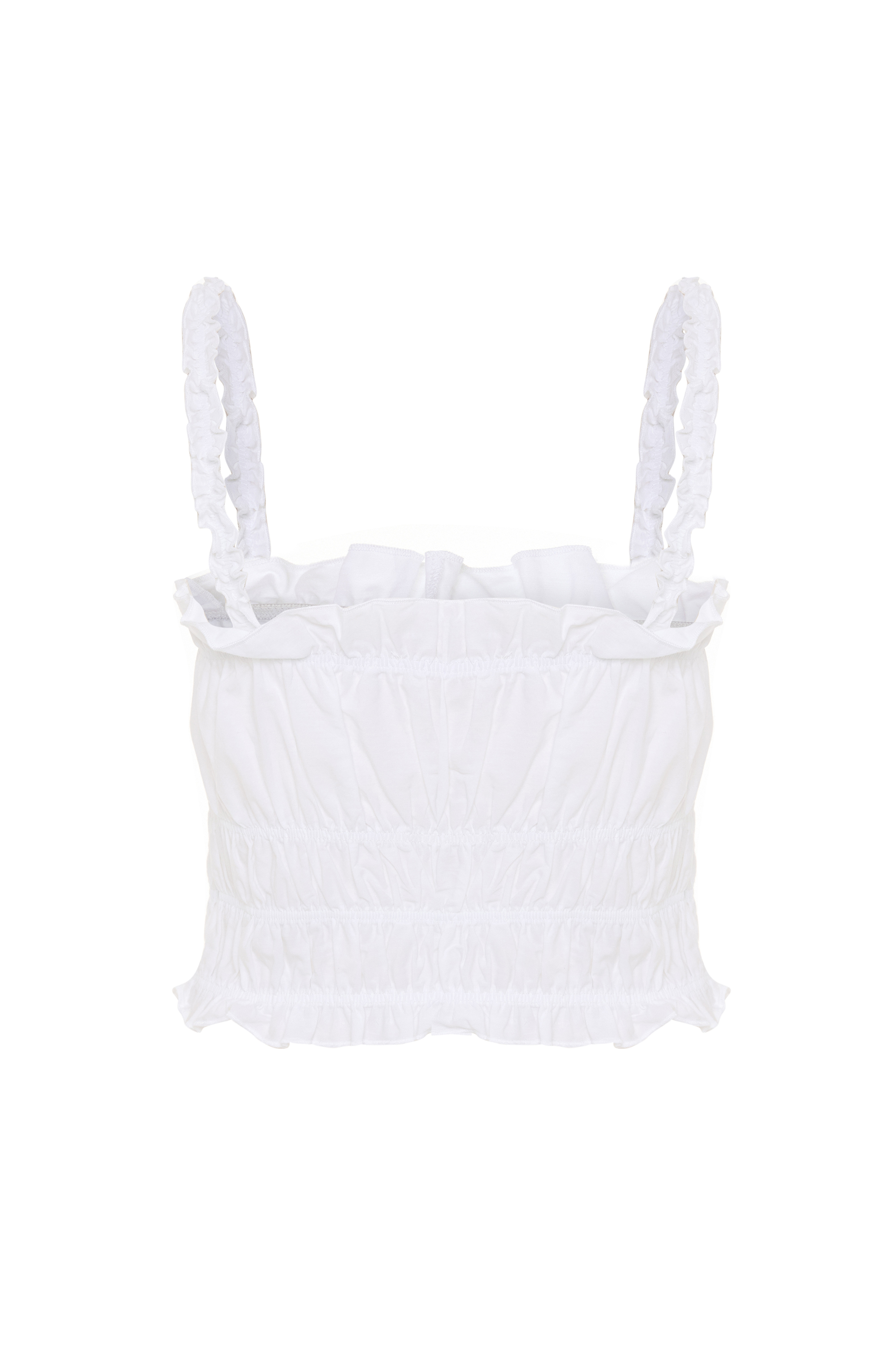 KARE YAKA FIRFIRLI KOLSUZ CROP BLUZ