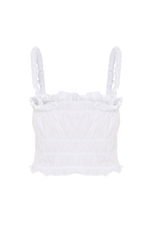  KARE YAKA FIRFIRLI KOLSUZ CROP BLUZ