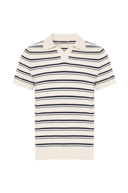 ÇİZGİLİ POLO YAKA KISA KOLLU TRİKO KAZAK