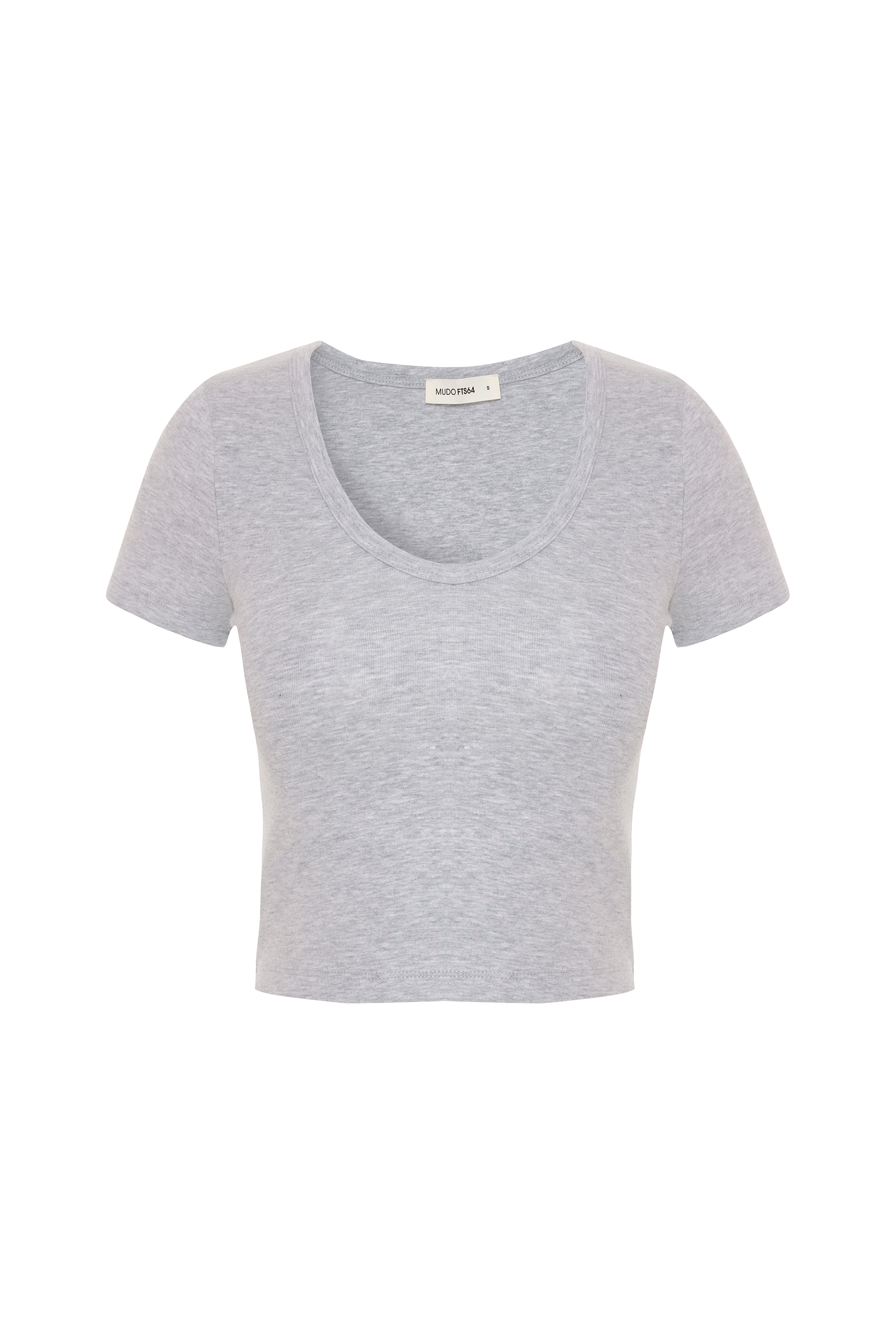 FİTİLLİ V YAKA CROP T-SHIRT