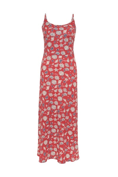 Mudo Marin Baskılı Askılı Midi Elbise