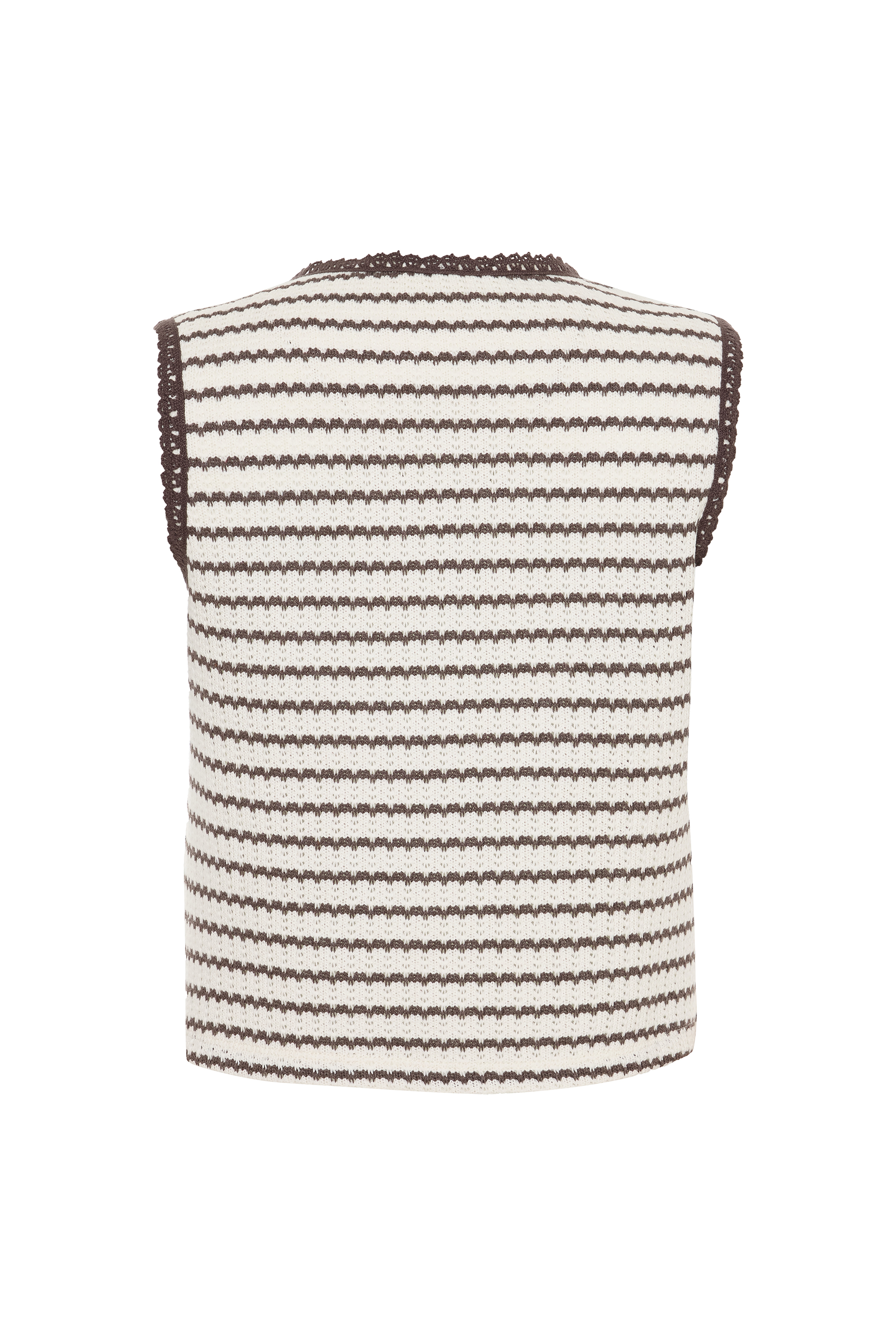 ÇİZGİLİ BAĞLAMALI KOLSUZ ÖRME BLUZ