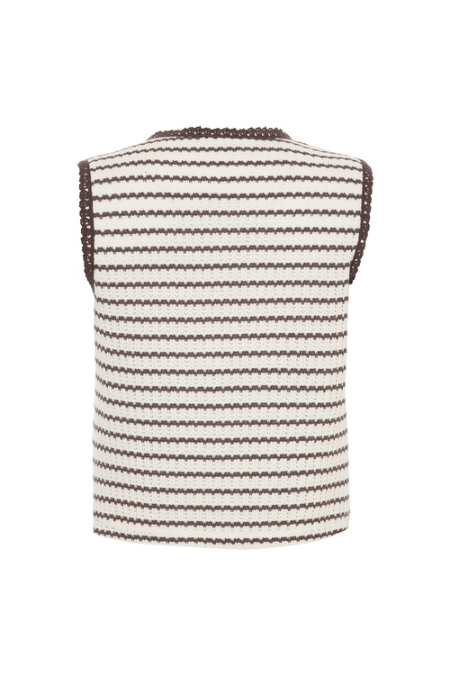  ÇİZGİLİ BAĞLAMALI KOLSUZ ÖRME BLUZ