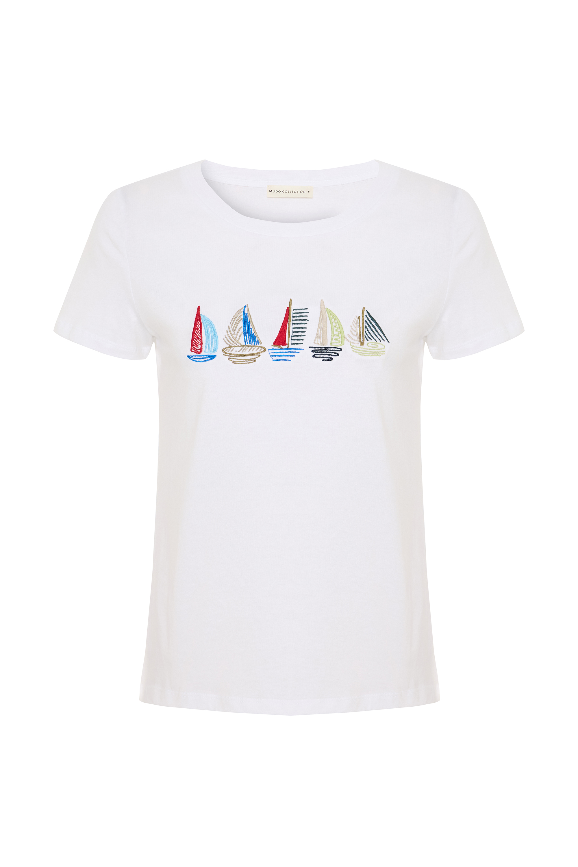 MARİN NAKIŞLI BİSİKLET YAKA T-SHIRT