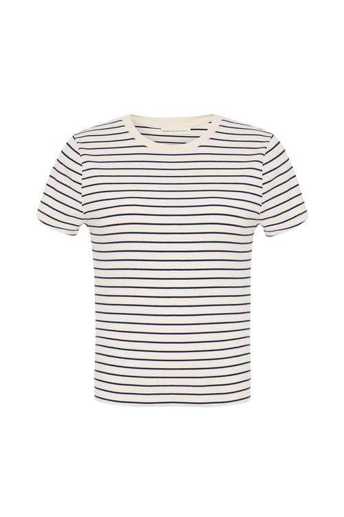  ÇİZGİLİ FITTED BİSİKLET YAKA T-SHIRT