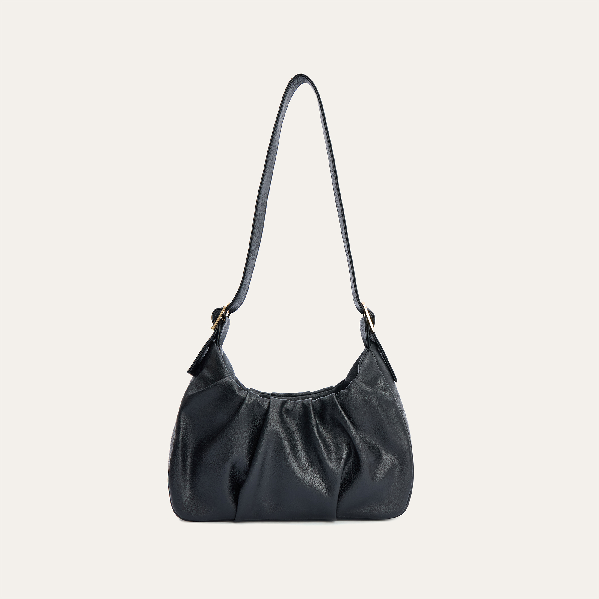 DERİ GÖRÜNÜMLÜ BÜZGÜLÜ OMUZ ÇANTASI