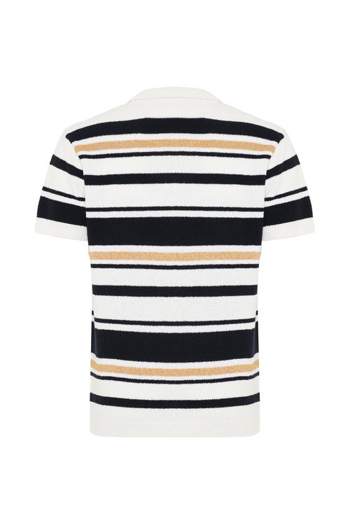  ÇİZGİLİ POLO YAKA KISA KOLLU TRİKO KAZAK