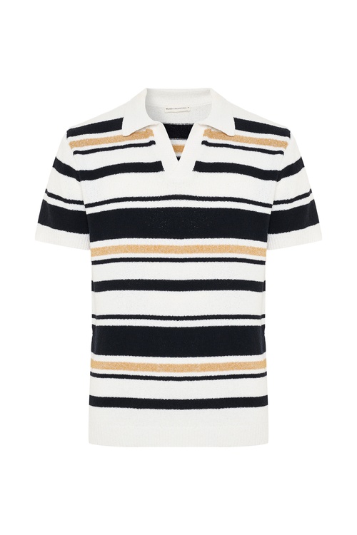  ÇİZGİLİ POLO YAKA KISA KOLLU TRİKO KAZAK