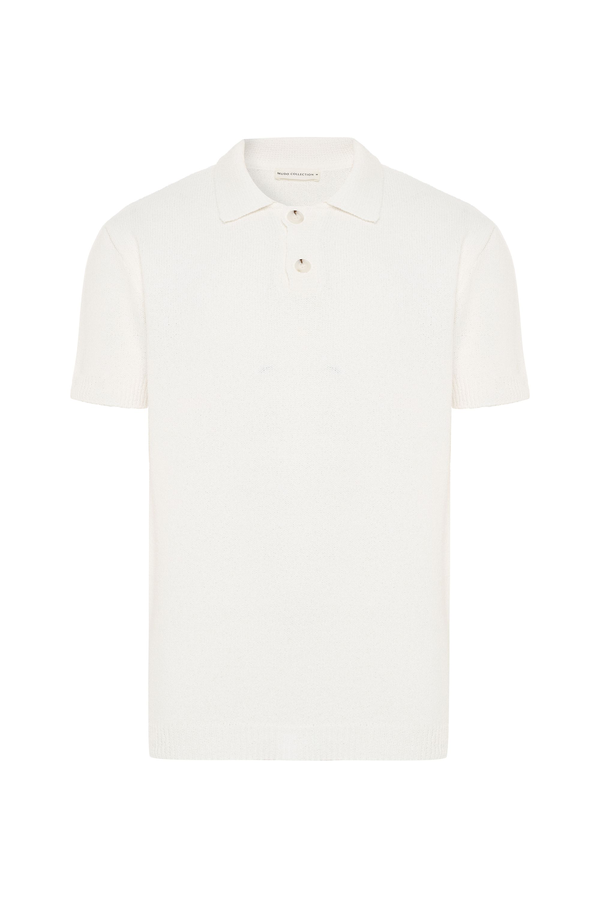 Erkek Ekru Loose Fit Polo Yaka Kısa Kollu Triko Kazak