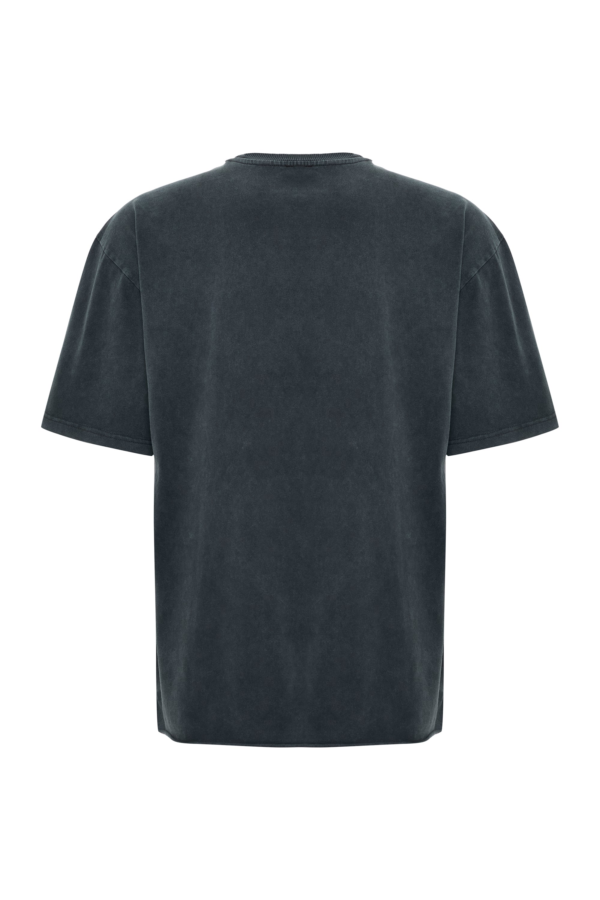 Erkek Antrasit Oversize Bisiklet Yaka T-Shirt