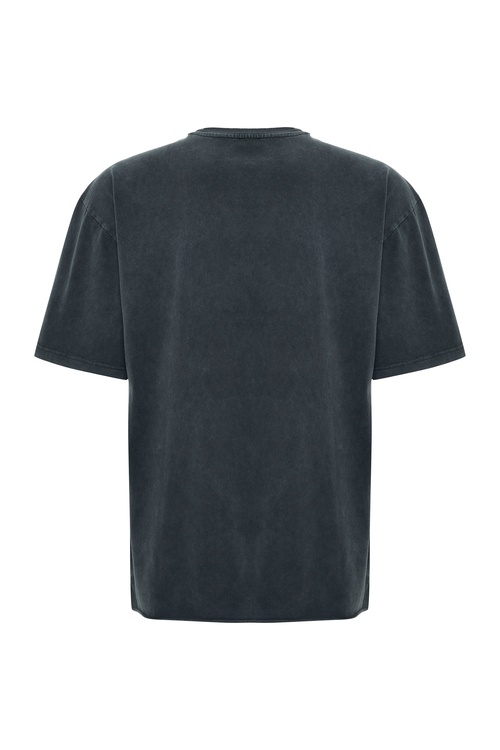  Erkek Antrasit Oversize Bisiklet Yaka T-Shirt