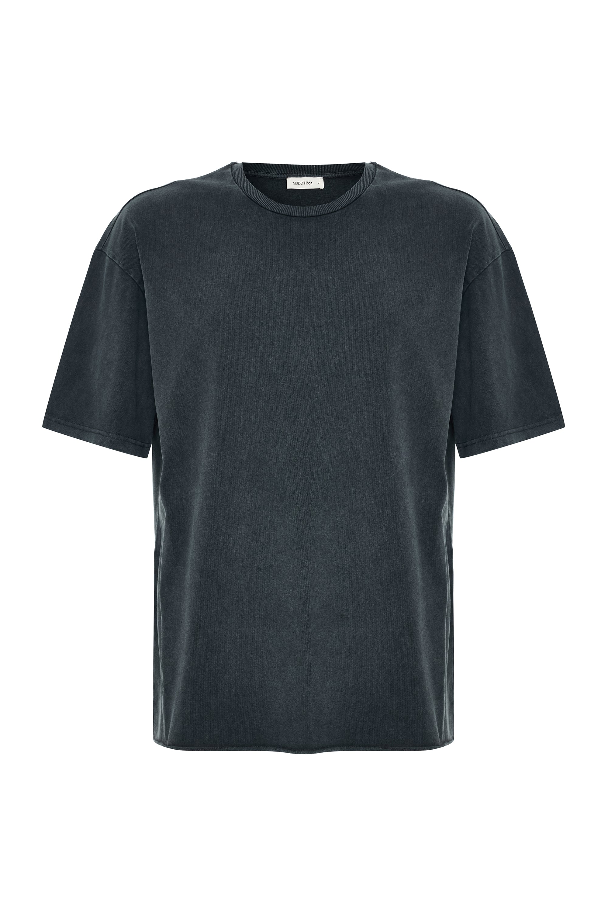 Erkek Antrasit Oversize Bisiklet Yaka T-Shirt