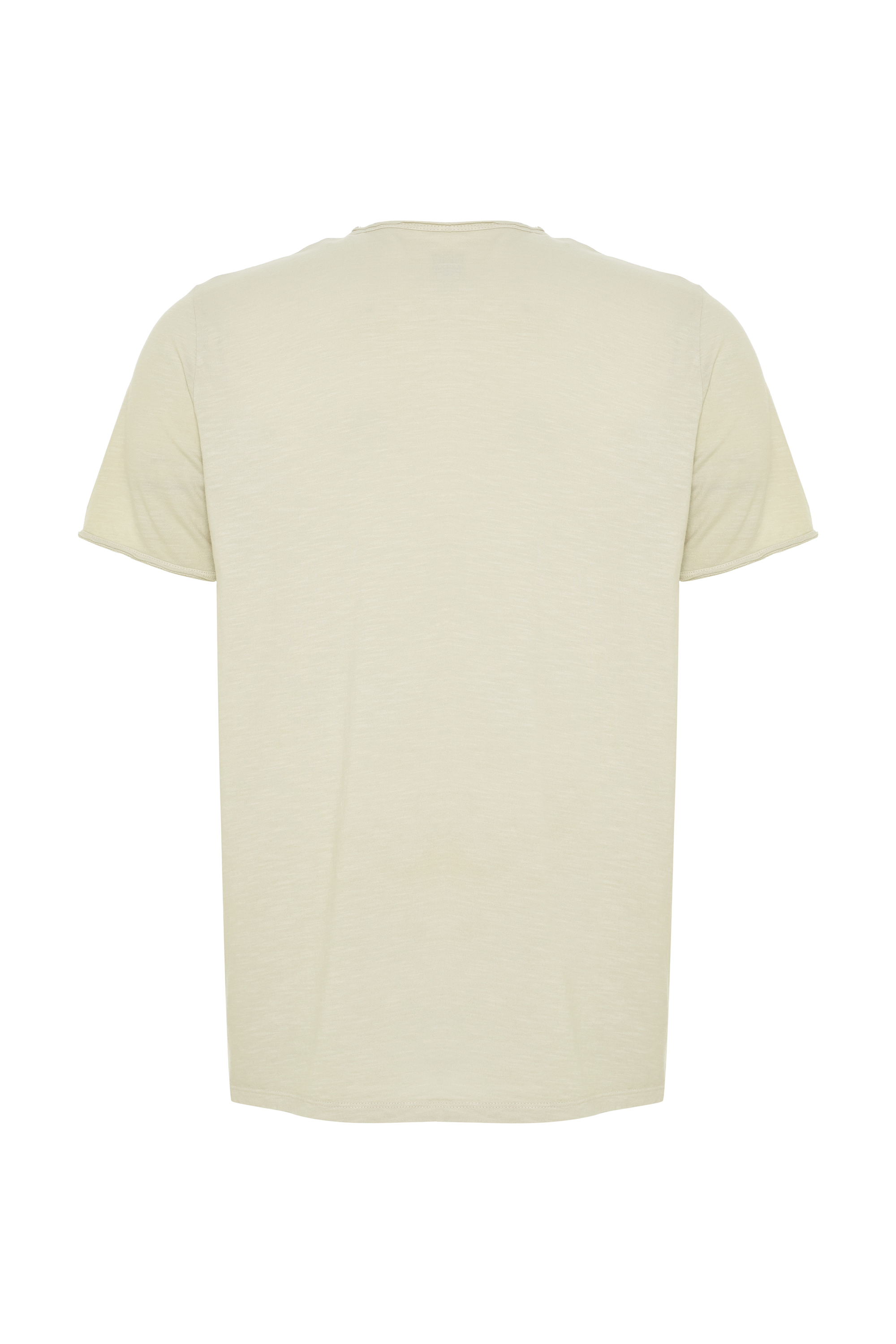 Erkek Taş Rengi Henley Yaka Kısa Kollu T-Shirt