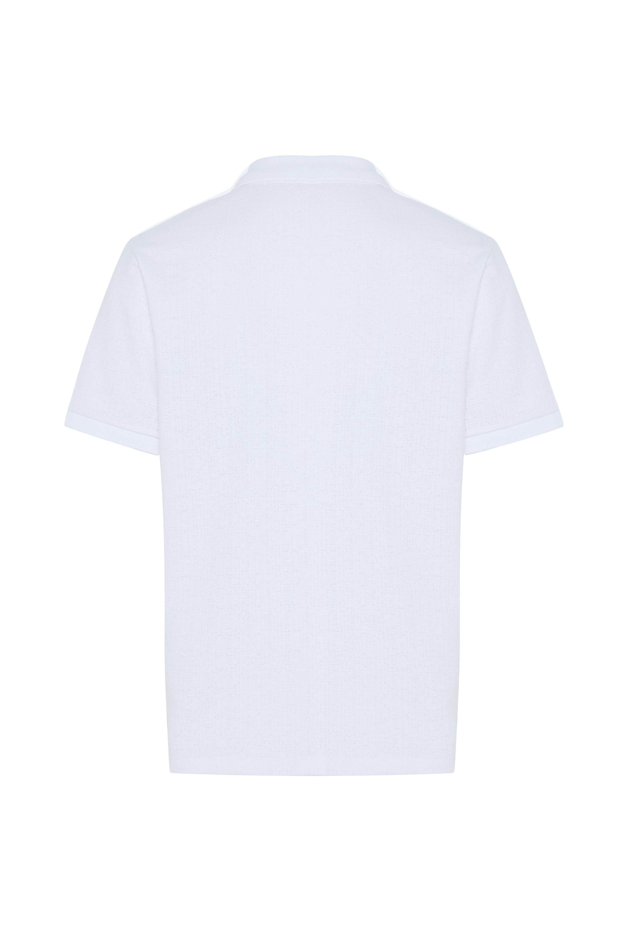 Erkek Beyaz Polo Yaka Örme Kısa Kollu T-Shirt