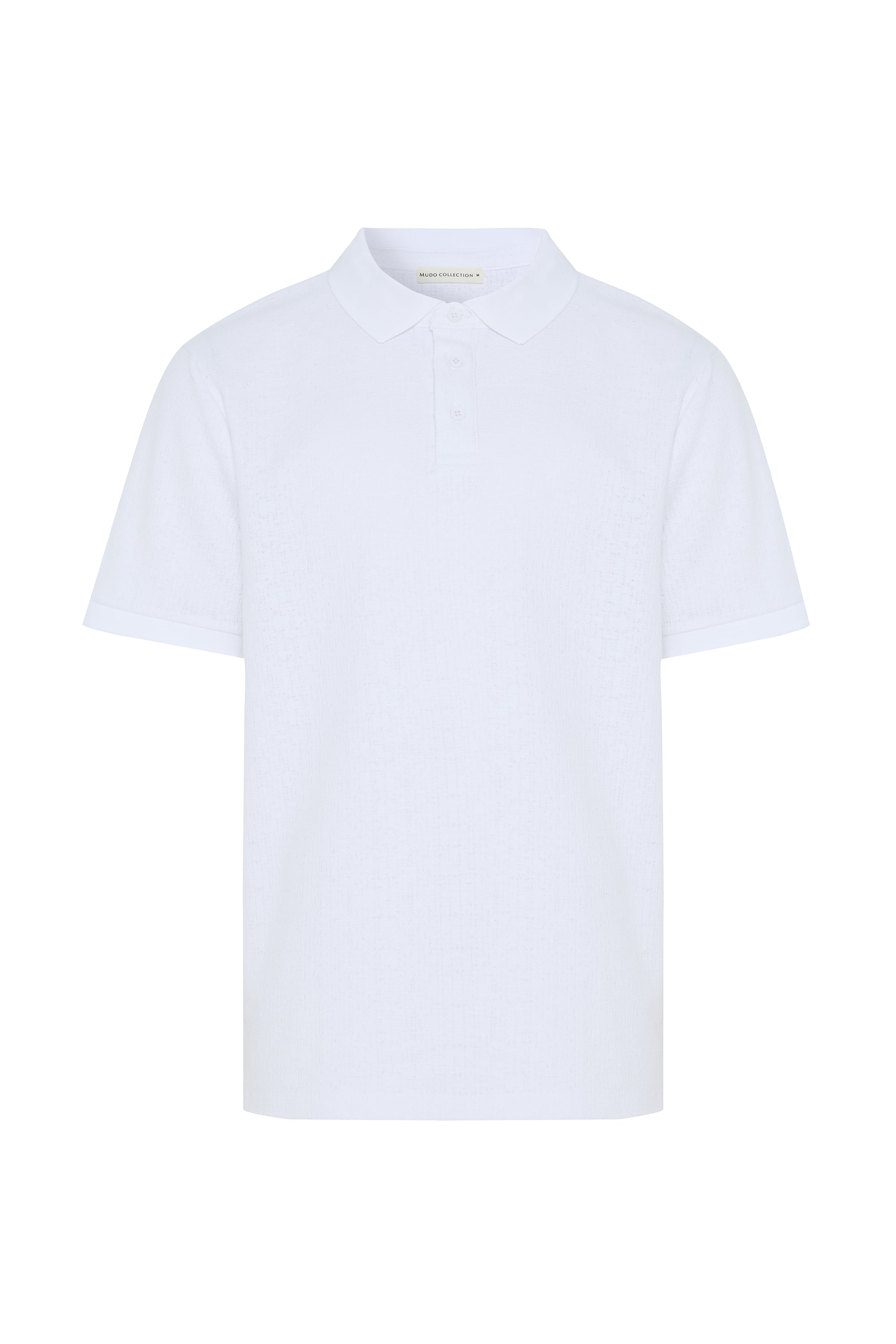 Erkek Beyaz Polo Yaka Örme Kısa Kollu T-Shirt