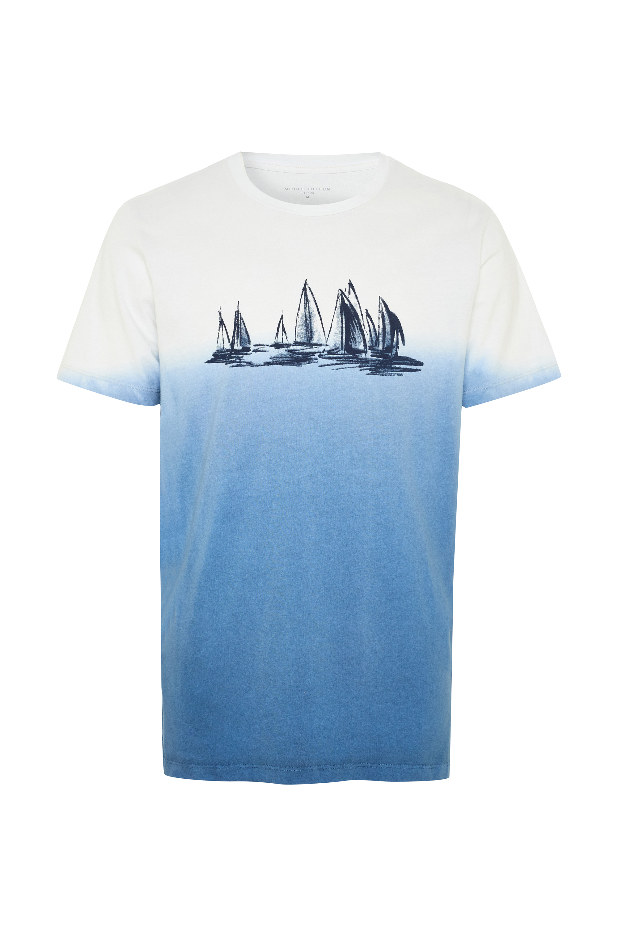 Erkek Mavi Baskılı Bisiklet Yaka T-Shirt