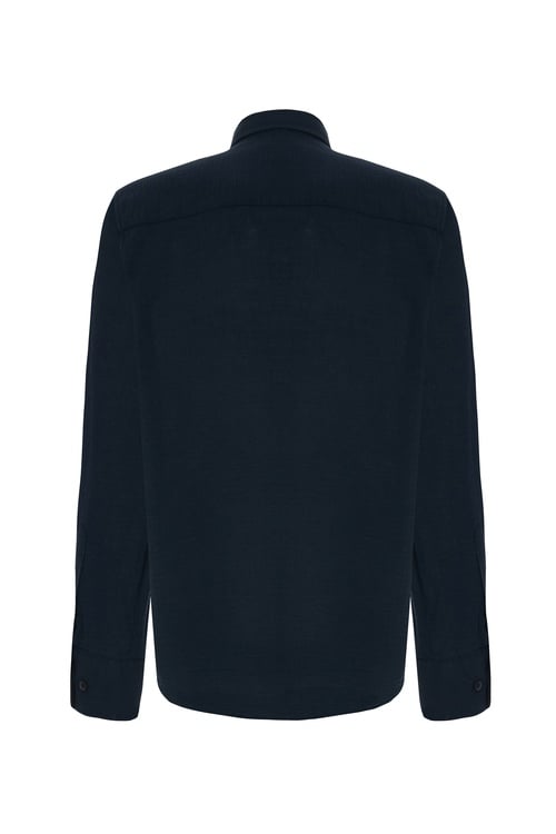  Erkek Lacivert Regular Fit Uzun Kollu Gömlek
