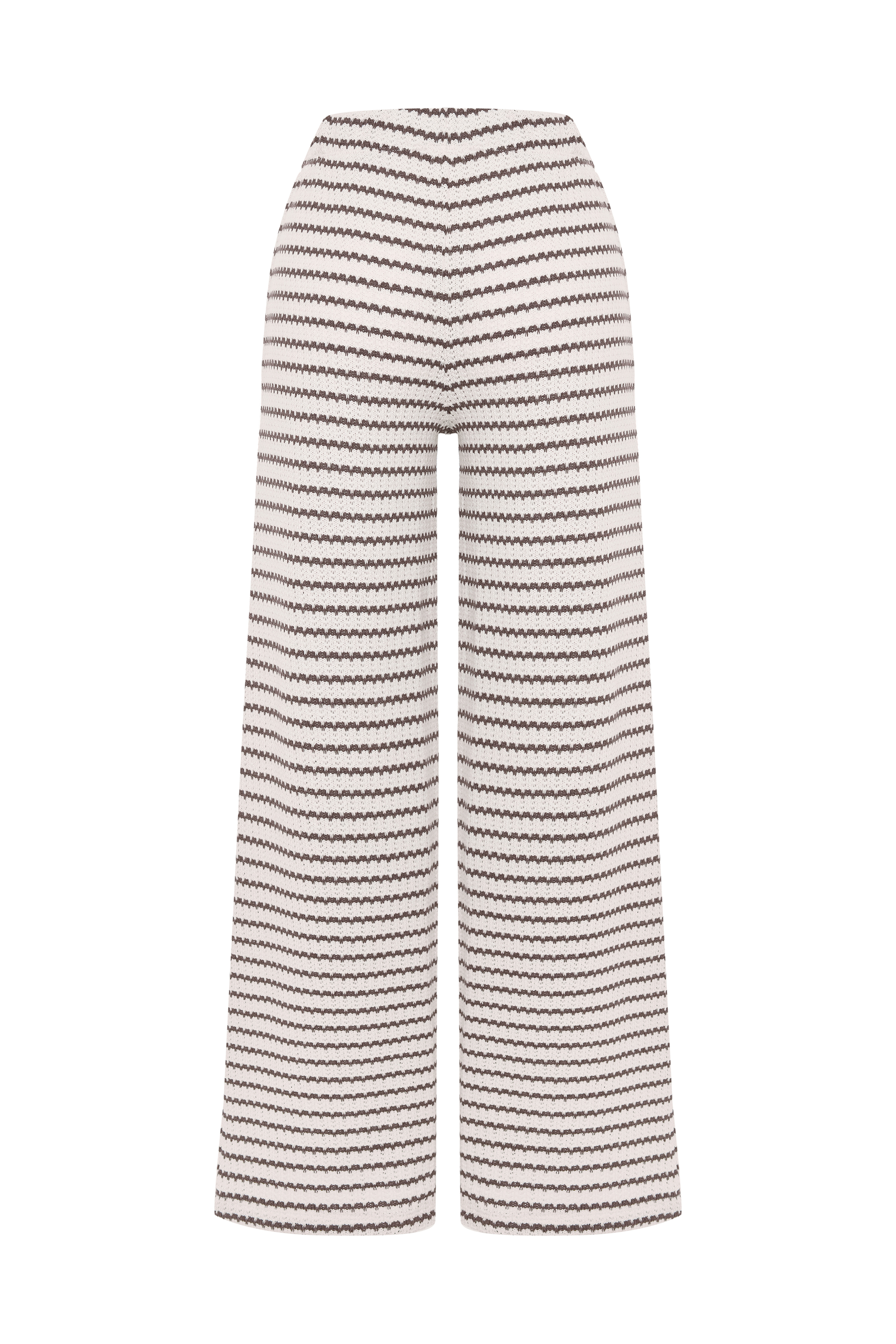 ÇİZGİLİ WİDE LEG ÖRME PANTOLON