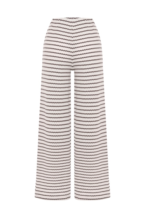  ÇİZGİLİ WİDE LEG ÖRME PANTOLON