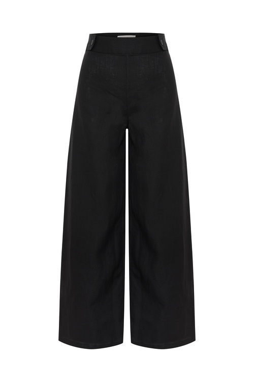  WIDE LEG DÜĞME DETAYLI KETEN PANTOLON