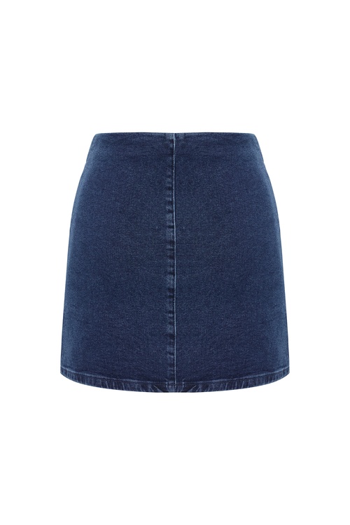 DÜĞME DETAYLI JEAN MİNİ ETEK