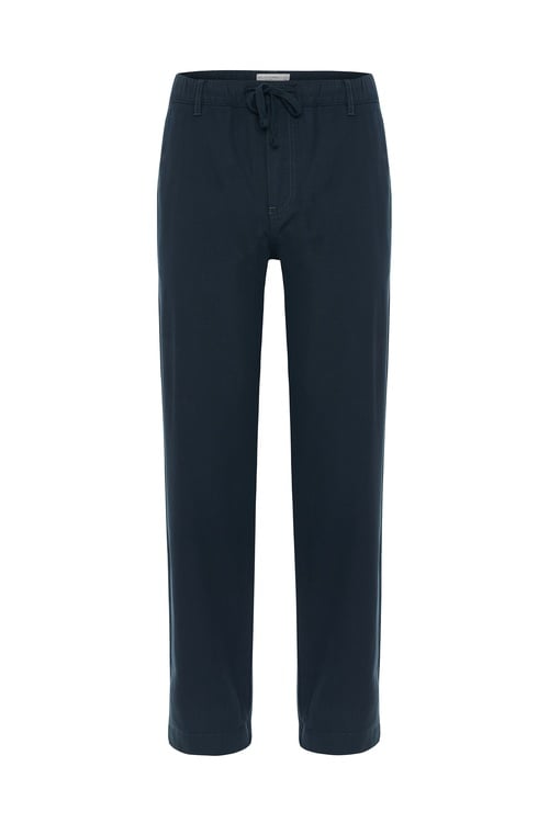 Erkek Lacivert Loose Fit Beli Bağlamalı Pantolon