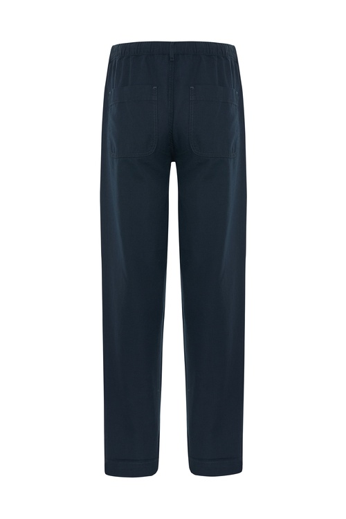 Erkek Lacivert Loose Fit Beli Bağlamalı Pantolon