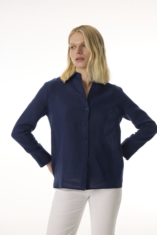  REGULAR FIT UZUN KOLLU KETEN GÖMLEK