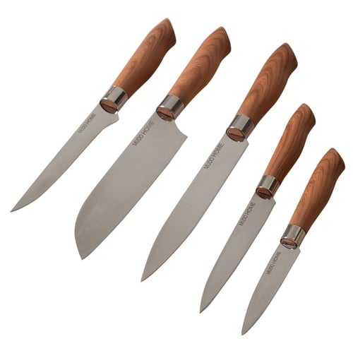 AHŞAP BLOK 5'Lİ BIÇAK SETİ