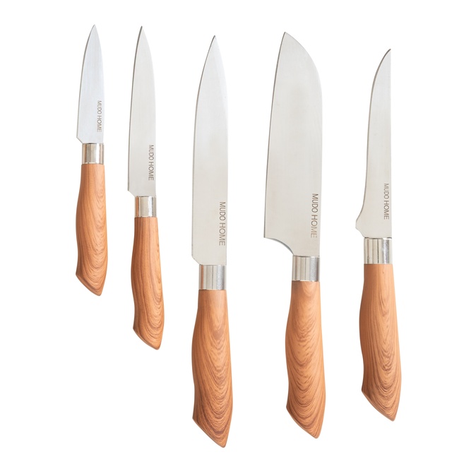 AHŞAP BLOK 5'Lİ BIÇAK SETİ | mudo