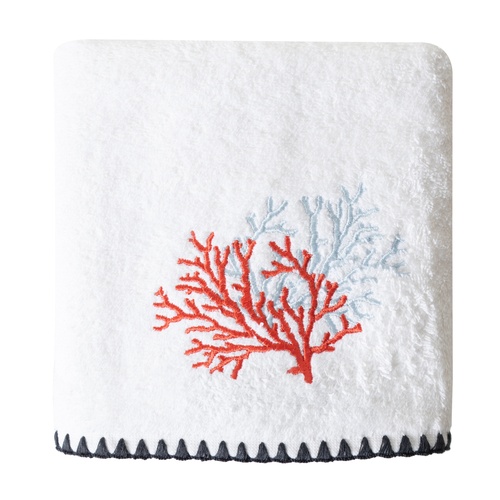  MARİN RENKLİ MERCAN NAKIŞLI HAVLU BEYAZ 50X80