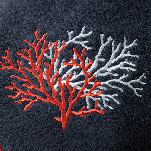  MARİN RENKLİ MERCAN NAKIŞLI HAVLU LACİVERT 50X80