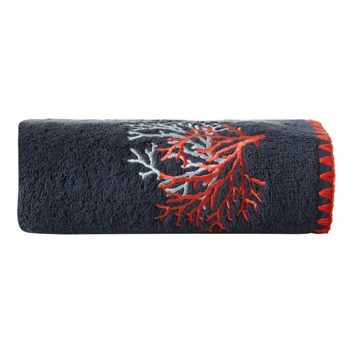  MARİN RENKLİ MERCAN NAKIŞLI HAVLU LACİVERT 50X80