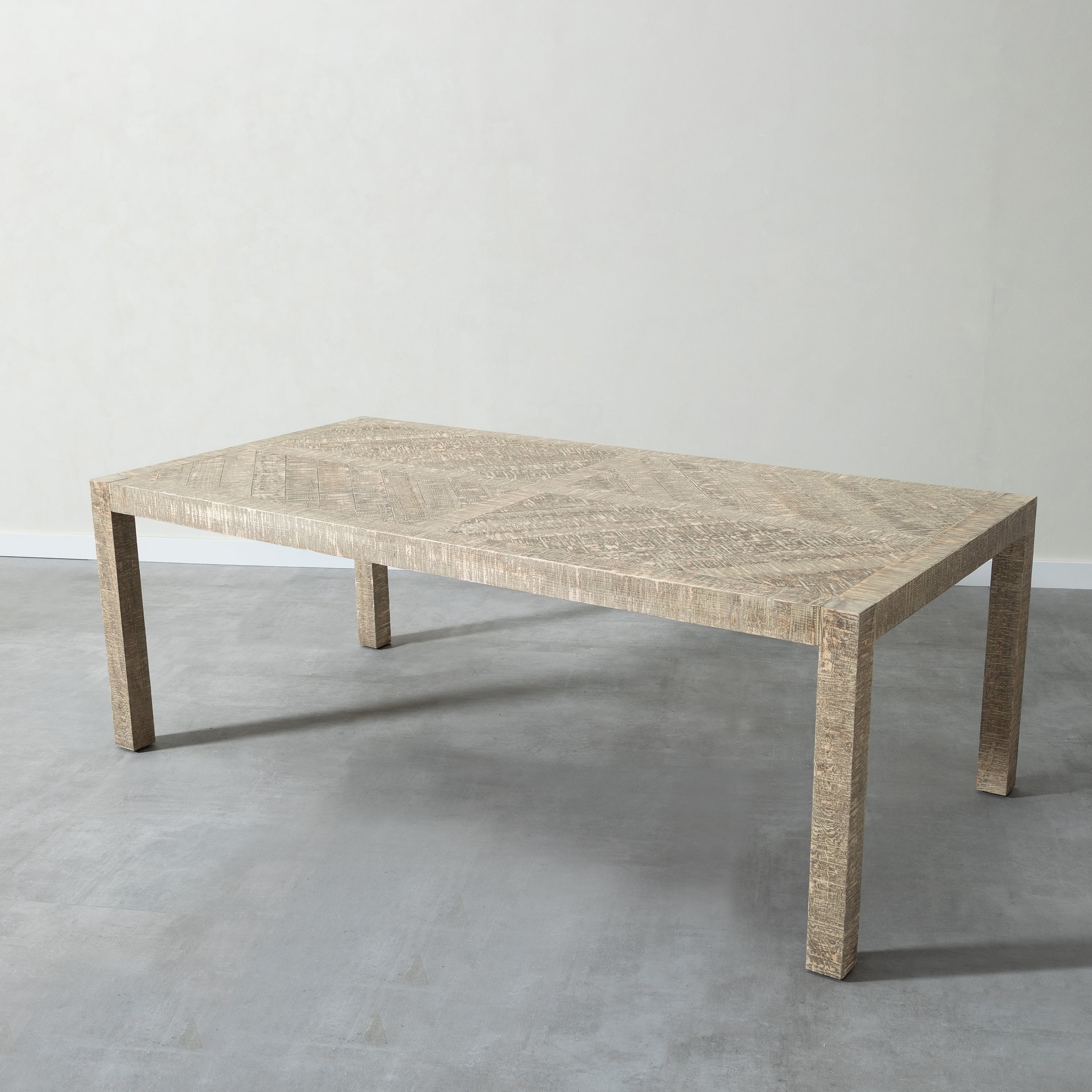 GOOSE MASİF AHŞAP ESKİTME YEMEK MASASI BEYAZ  220X110