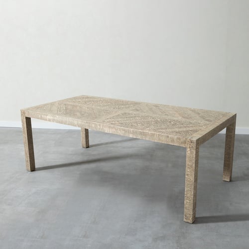 GOOSE MASİF AHŞAP ESKİTME YEMEK MASASI BEYAZ  220X110