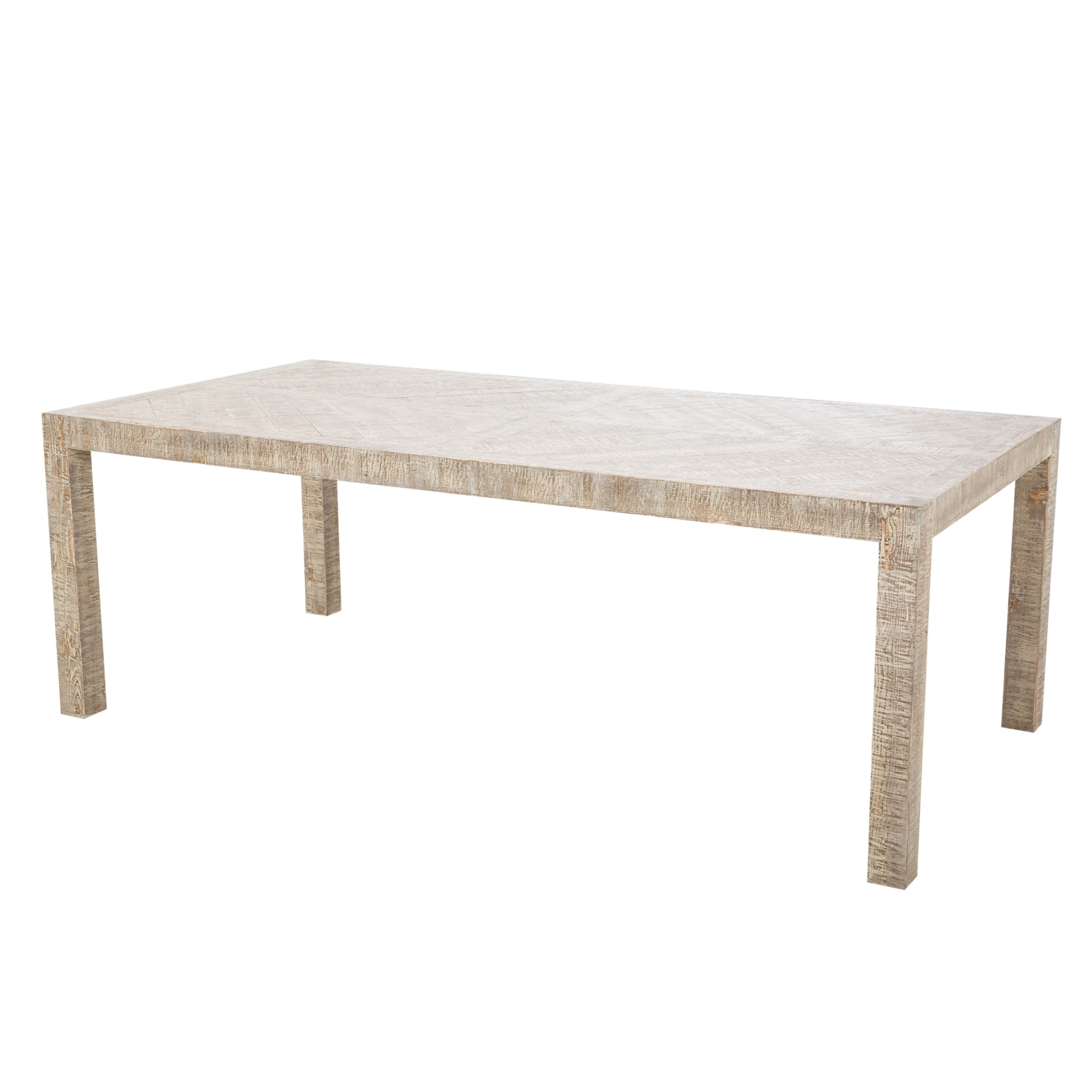 GOOSE MASİF AHŞAP ESKİTME YEMEK MASASI BEYAZ  220X110