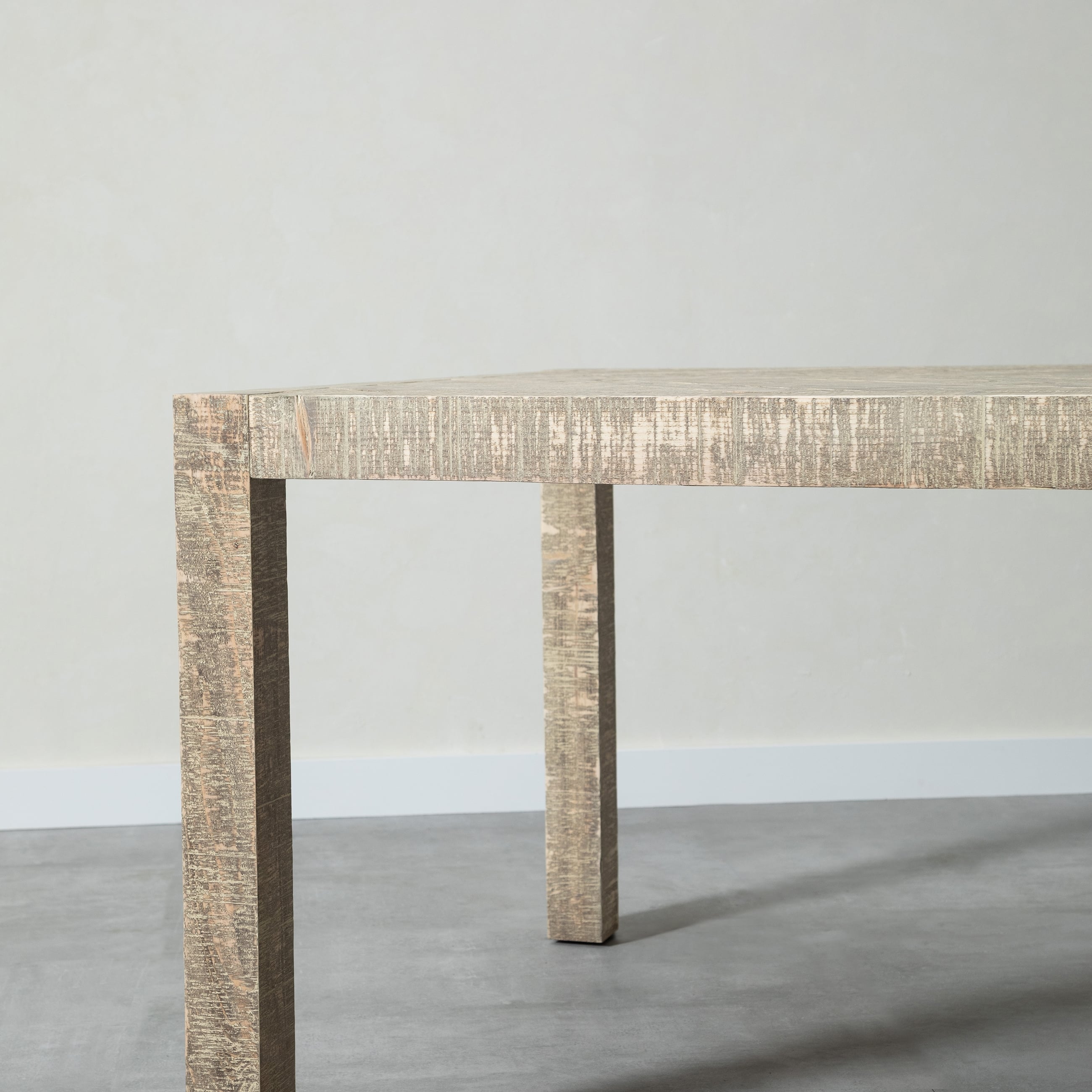 GOOSE MASİF AHŞAP ESKİTME YEMEK MASASI BEYAZ  220X110