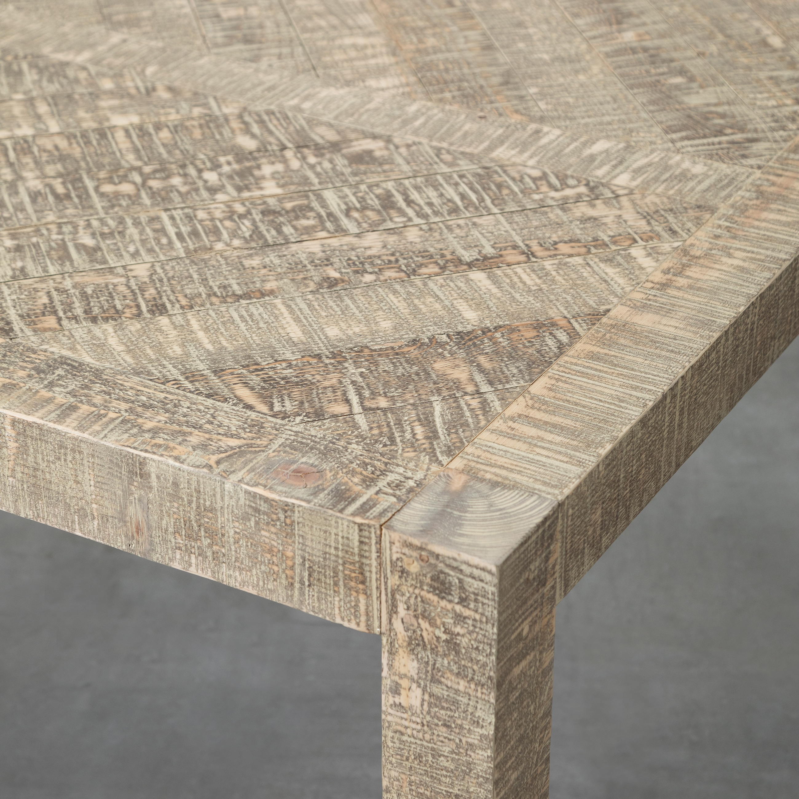 GOOSE MASİF AHŞAP ESKİTME YEMEK MASASI BEYAZ  220X110