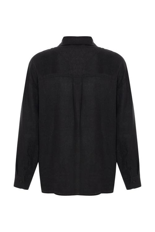  OVERSIZE UZUN KOLLU KETEN GÖMLEK