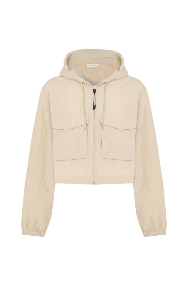 CEPLİ KAPÜŞONLU KISA YAĞMURLUK