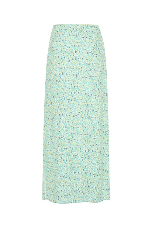  FLORAL BASKILI YIRTMAÇLI MİDİ ETEK