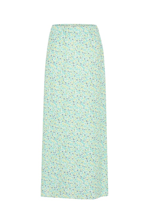 FLORAL BASKILI YIRTMAÇLI MİDİ ETEK