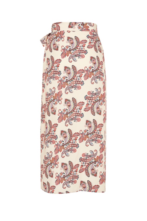  KRUVAZE BAĞLAMALI BASKILI MİDİ ETEK