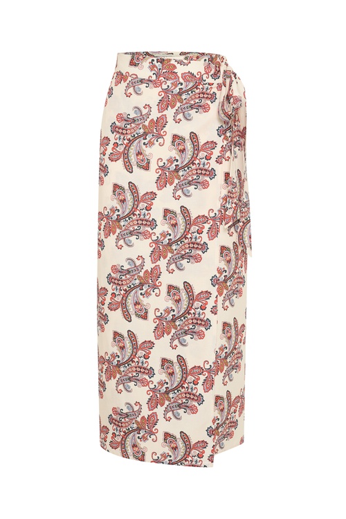  KRUVAZE BAĞLAMALI BASKILI MİDİ ETEK