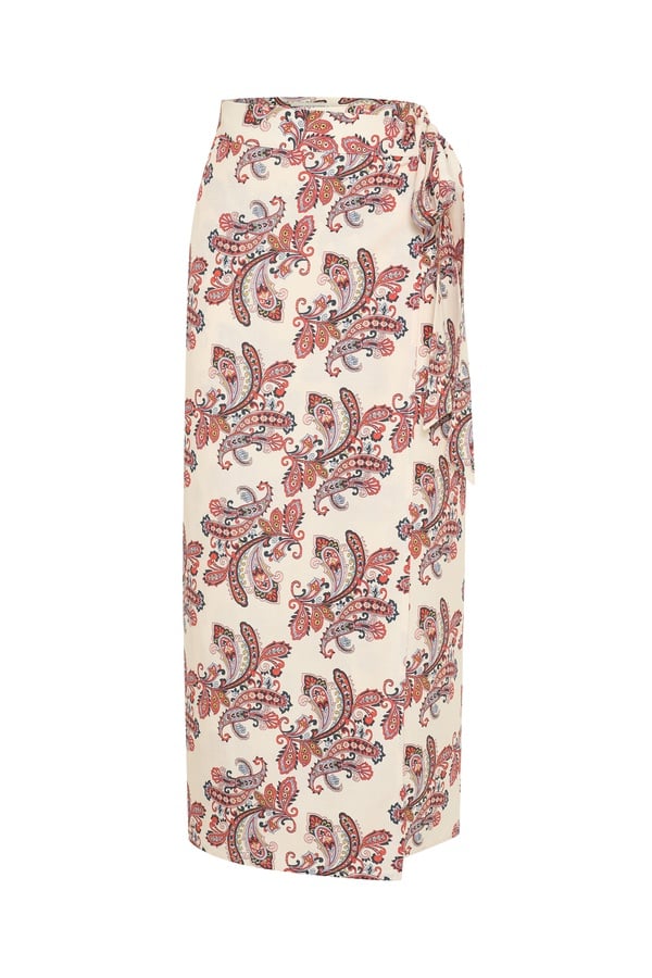 KRUVAZE BAĞLAMALI BASKILI MİDİ ETEK